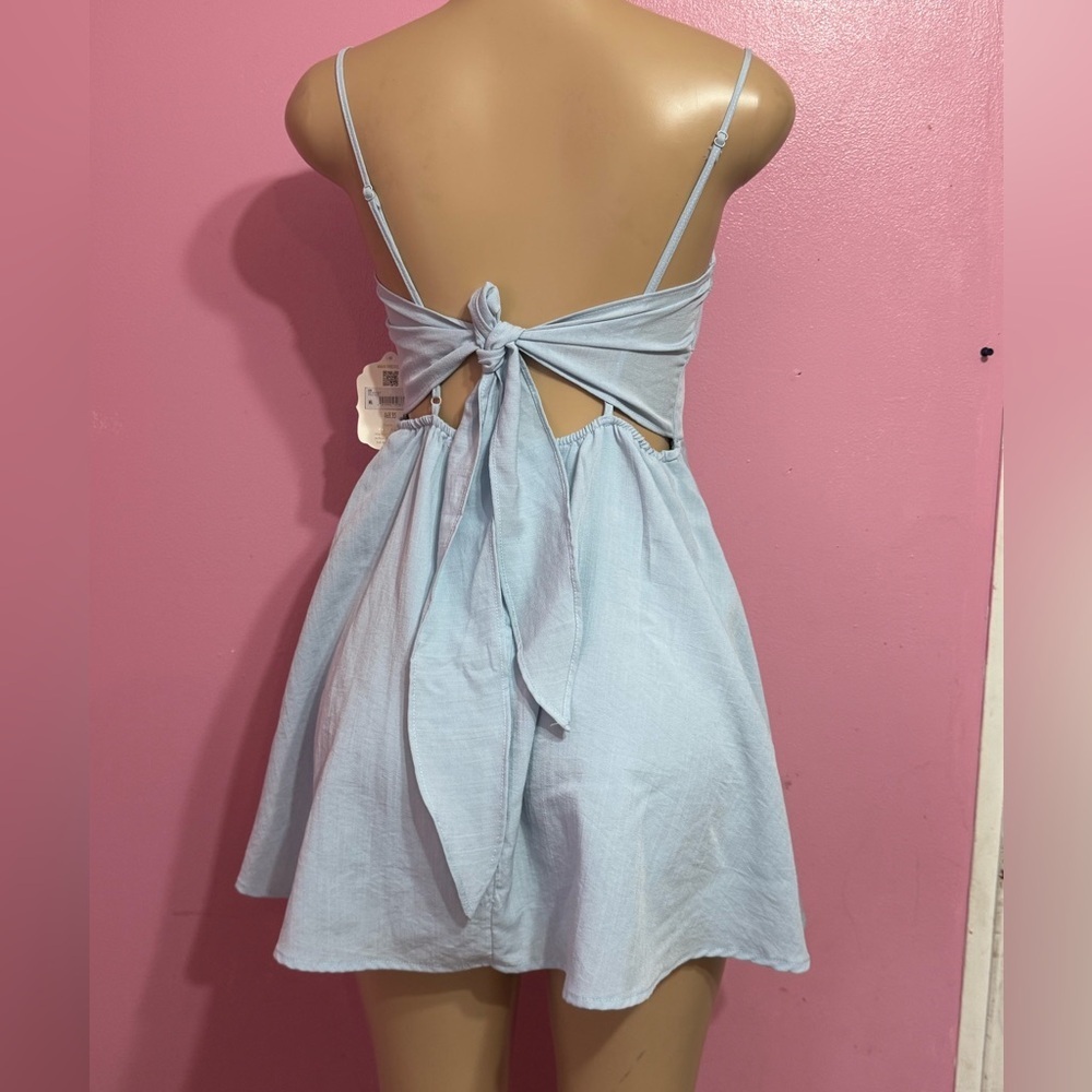 Altar'd State Light Blue Spaghetti-Strap Flared Mini Dress - Picture 2 of 6
